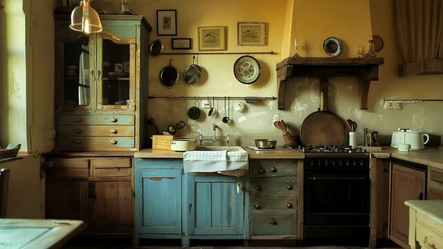 Rustic antique kitchen interior