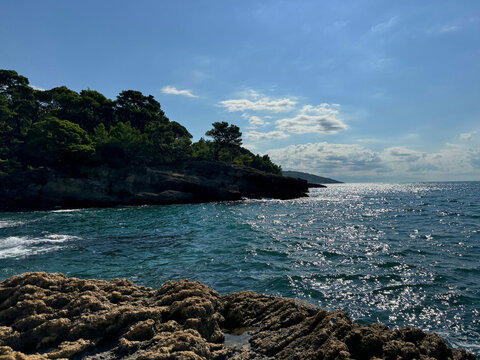 Rocky coastline of Adriatic sea in Montenegro.