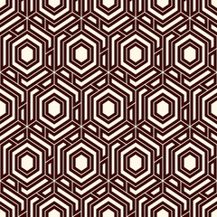 Contemporary honeycomb geometric pattern. Repeated hexagons ornament. Modern mosaic background. Seamless surface abstract design. Geo wallpaper. Digital paper, textile print. Vector art