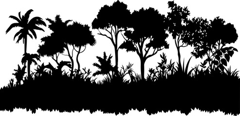 tropical jungle silhouette illustration