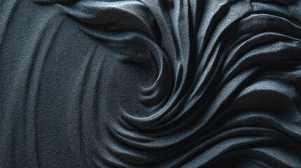 Fototapeta premium Textured Black Elegant Swirls Carved in Fabric with Modern Art.