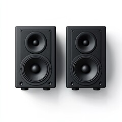 Fototapeta premium Two black speakers, top view