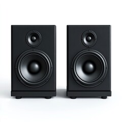 Pair of black audio speakers