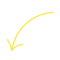 黄色の曲線矢印 イラスト 手描き　クレヨン風） アイコン
