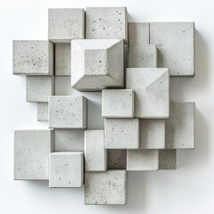 Abstract arrangement of light gray concrete cubes