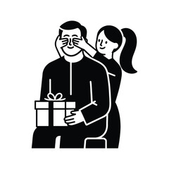 Surprise gift for dad daughter covering eyes present