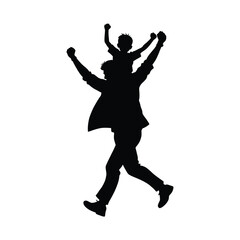 Happy father and son silhouette joyful playful fun happy fathers day