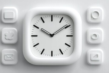 Minimalist Clock Interface with Icon Buttons for Modern Design