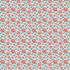 Rose and Heart Floral Pattern