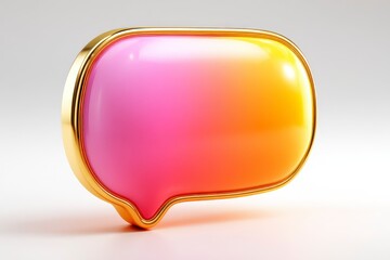 Golden Speech Bubble Gradient Color 3D Render Communication Design Element