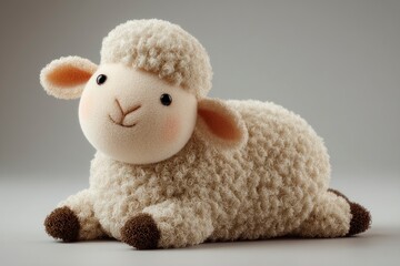 Adorable Plush Sheep Toy with Soft Woolly Texture Perfect for Childrens Rooms and Play Areas