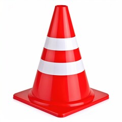 Red Traffic Cone Isolated on White Background