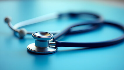  Stethoscope on Blue Background.