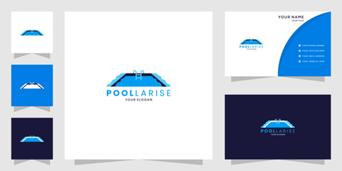swimming pool logo design with water coming out of the pool
