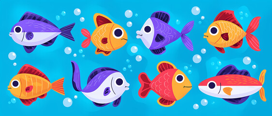 A group of colorful fish swimming in the ocean.