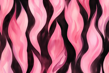Watercolor pink and black flames pattern wallpaper