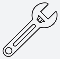 adjustable wrench repair line art icon silhouette vector art illustration, wrench icon vector illustration