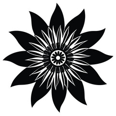 black and white lotus flower