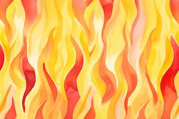 Watercolor red and yellow flames pattern wallpaper