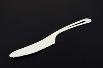 table knife on black background closeup view 