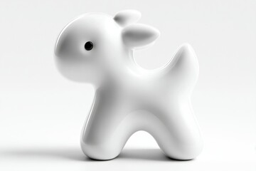 Minimalist White Ceramic Animal Sculpture with Smooth Curves and Glossy Finish for Modern Decor