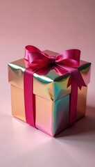 Obraz premium Metallic gift wrap with vibrant ribbon bundle , abstract, gold