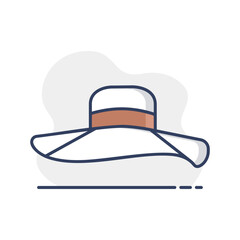 Woman summer hat vector icon. Girl beach sunhat