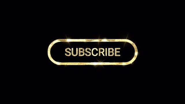 Golden Sparkle "Subscribe" Button Animation (Alpha Channel)