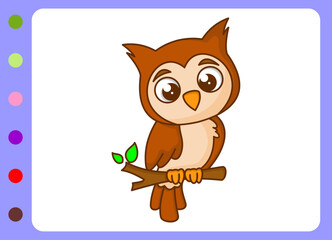 Cute little owl  cartoon illustration.cartoon owl  vector illustration