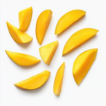 Mango slices arranged in a sunburst pattern