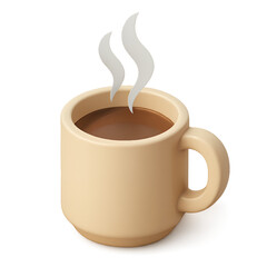 Obraz premium A beige mug filled with steaming brown liquid against a transparent background, concept for branding, product design, and advertising