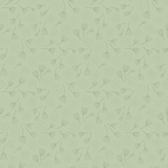 Monochrome seamless ink line floral delicate pattern. Vector background