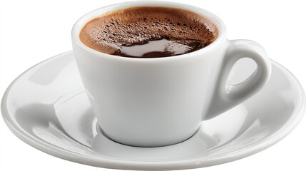 Fototapeta premium Intense Espresso Shot Rich Aroma in White Cup with Simple Pleasure.