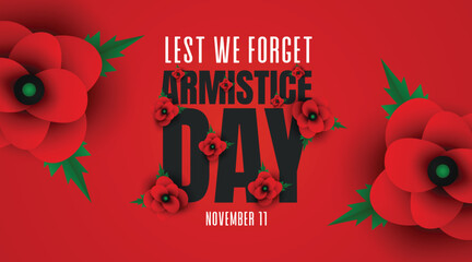 Armistice Day Graphic with Poppies and Bold Typography