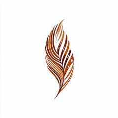abstract pheasant tail feather logo layered lines in brown white background