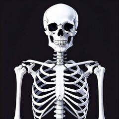 Human skeleton over black background, bones X-ray