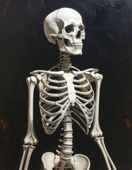 Human skeleton over black background, bones X-ray