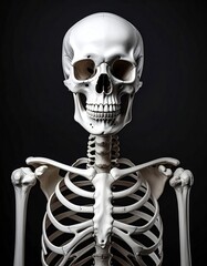 Human skeleton over black background, bones X-ray