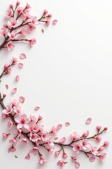 Fototapeta premium Delicate Cherry Blossoms Arranged on a Clean White Background