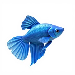 Vibrant Blue Beta Fish Swimming Gracefully in Clear Water