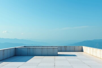 Expansive Rooftop View with Clear Sky and Mountain Backdrop