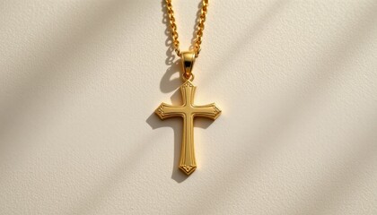 Elegant Gold Cross Pendant with Chain on Neutral Background