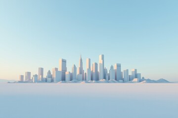 Naklejka premium Smooth Skyline Formed by Modern Architecture Against Clear Sky