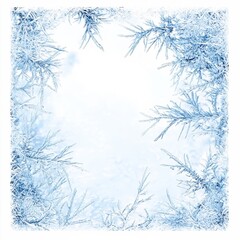 frosted textures and delicate ice crystal patterns enclosed in a clean icy border crisp and isolated