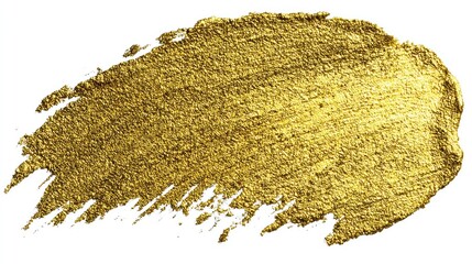 Golden Stroke Luxurious Shimmering Brushstroke Texture on White.