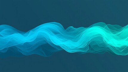 Abstract rendering of sound wave intertwining soothing gradient of blue green stretch across wall ultrasound suite Minimalistic element symbolize clarity advanced diagnostics Color Palette Gradient