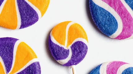 Swirled Lollipops Colorful Candy on White Background Sweet Delight.