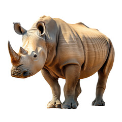 Fototapeta premium Majestic rhinoceros portrait, showcasing intricate skin texture and horn detail, isolated