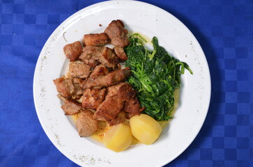 Delicious Roasted Pork with Tender Spinach and Roasted Potatoes