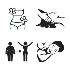 Massage Icon Set and Hot Oil Massage